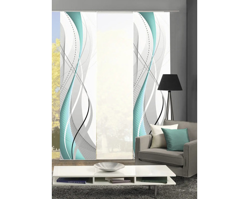 Dekorative Schiebegardine im Wohnzimmer mit modernem Design