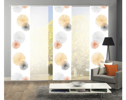 Panneau japonais décoratif avec motif à pois abstrait dans le salon.