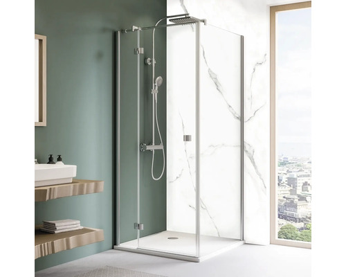 Panneau mural de douche Paroi arrière de lavabo Crédence de cuisine BREUER - marbre blanc 255 x 100 cm 9482549000203