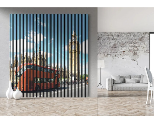 Tableau mural avec bus à impériale londonien et Big Ben à rayures