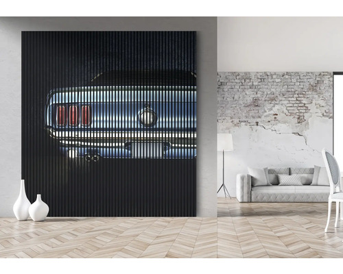 Panneau mural avec l''arrière d''une voiture dans un salon moderne