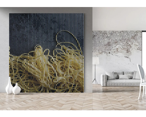 Salon avec tableau mural moderne et vases décoratifs