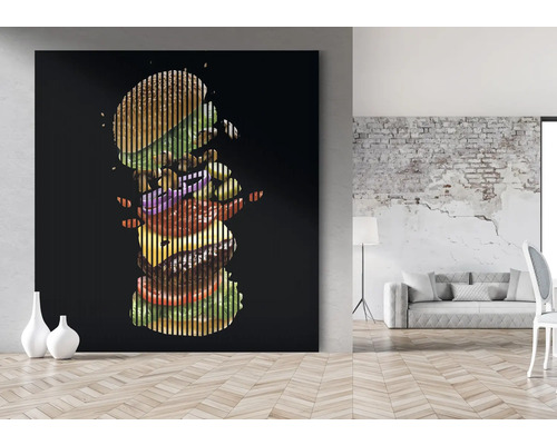 Image murale décorative avec motif de hamburger dans un intérieur moderne