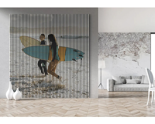 Tableau mural décoratif avec motif de surfeur dans un espace de vie