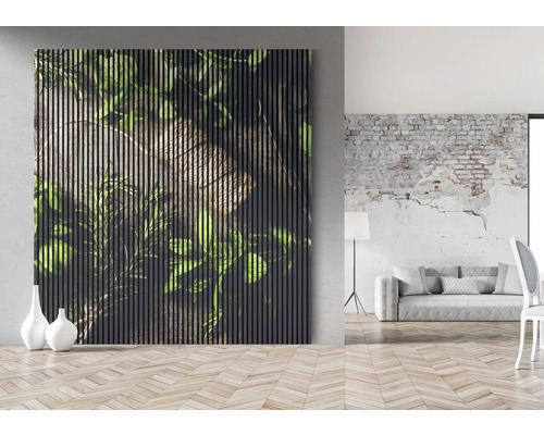 Panneau mural avec motif de plantes dans un salon