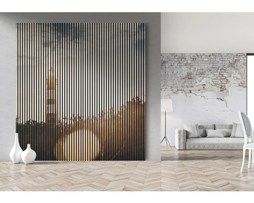 Intérieur avec panneau acoustique motif phare