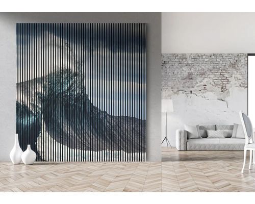 Panneaux muraux décoratifs avec graphisme abstrait dans le salon