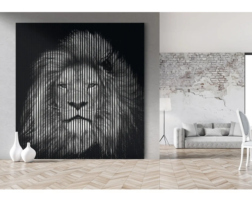 Dekoratives Leinwandbild mit Löwenmotiv im Wohnzimmer