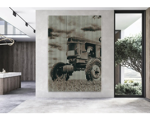 Tableau mural avec motif de tracteur dans un intérieur moderne