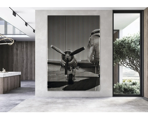 Panneau mural avec motif d''avion dans un espace de vie moderne