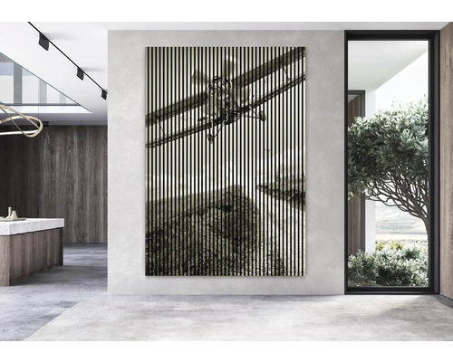 Panneau mural décoratif avec motif d''avion dans une pièce aménagée moderne