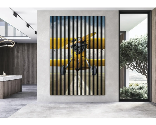 Panneau mural avec motif d''avion dans un espace moderne