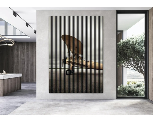 Image murale décorative avec un motif d''avion dans une pièce moderne