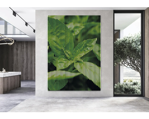 Intérieur moderne avec panneau acoustique à motif de feuilles