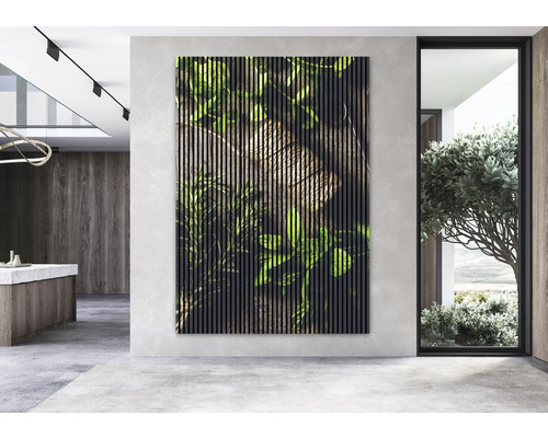 Panneau mural décoratif avec motif de plantes dans un intérieur moderne