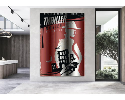 Tableau en intérieur avec un motif thriller rayé