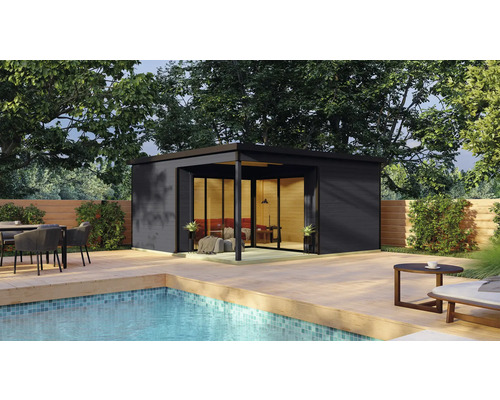 Abri de jardin Outdoor Life Domeo 6 Loggia avec plancher, terrasse 500 x 500 cm gris carbone