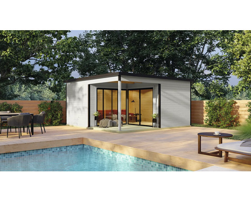 Abri de jardin Outdoor Life Domeo 6 Loggia avec plancher, terrasse 500 x 500 cm gris clair