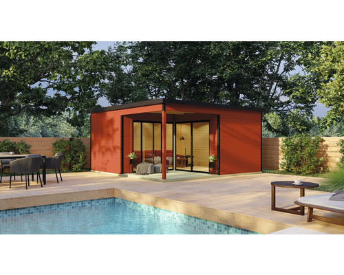 Abri de jardin Outdoor Life Domeo 6 Loggia avec plancher, terrasse 500 x 500 cm rouge de Falun