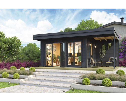 Abri de jardin Outdoor Life Domeo 7 avec plancher, terrasse 400 x 300 cm gris carbone