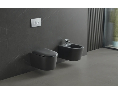 WC suspendu et bidet dans une salle de bain moderne