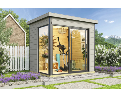 Abri de jardin Outdoor Life Domeo Mini avec plancher 250 x 200 cm gris clair