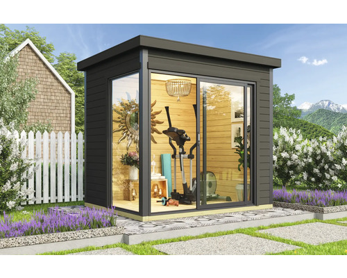Abri de jardin Outdoor Life Domeo Mini avec plancher 250 x 200 cm gris carbone