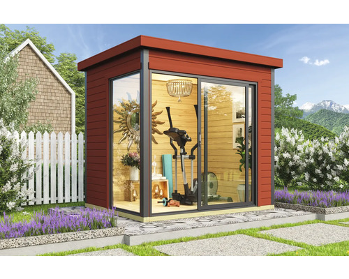 Abri de jardin Outdoor Life Domeo Mini avec plancher 250 x 200 cm rouge de Falun