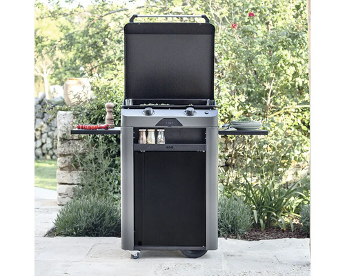Chariot de gril avec étagères et espace de rangement à l''extérieur