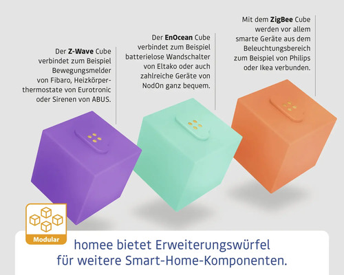 Cubes d''extension Homee pour composants Smart Home : Z-Wave, EnOcean et ZigBee