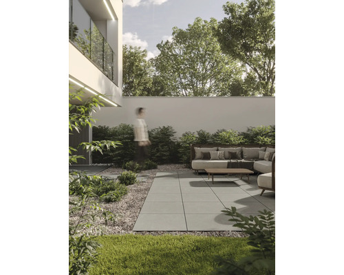 Dalle de terrasse en grès cérame fin FLAIRSTONE Skyfall beige bord rectifié 60 x 60 x 2 cm