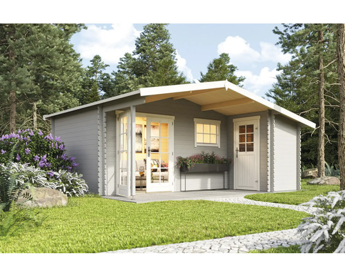 Gartenhaus Outdoor Life Little Rock inkl. Fussboden 558,7 x 480 cm lichtgrau