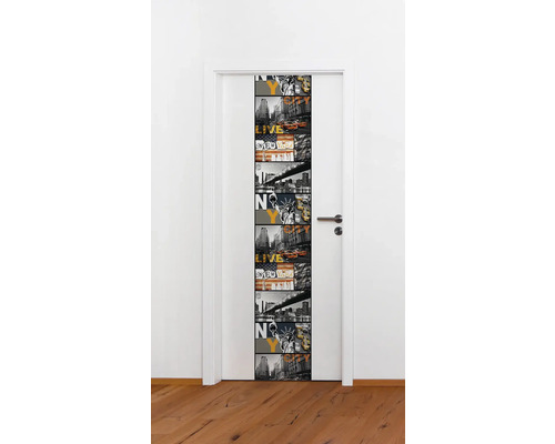 Porte intérieure avec un motif de New York comme accroche-regard