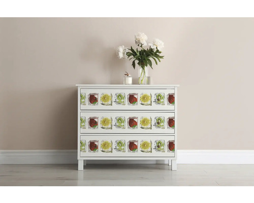 Commode avec trois tiroirs et motifs de fruits
