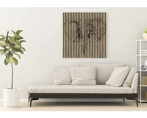 Salon avec canapé et décoration murale avec motif d''éléphant