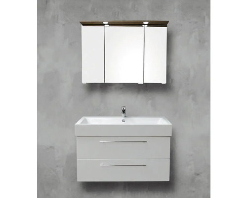 Badezimmer Waschtischkombination mit Spiegelschrank und zwei Schubladen