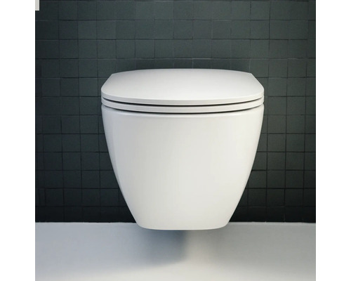 Wand-Tiefspül-WC aus Keramik mit WC-Sitz