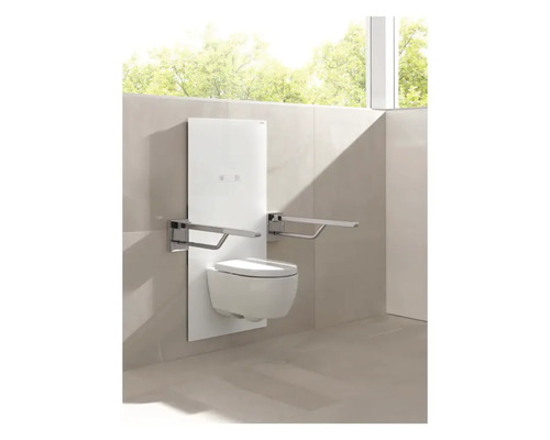WC suspendu avec barres d''appui pour salle de bains accessible