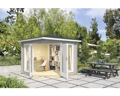 Abri de jardin Outdoor Life Oban 40 avec plancher 239,6 x 239,6 cm gris clair