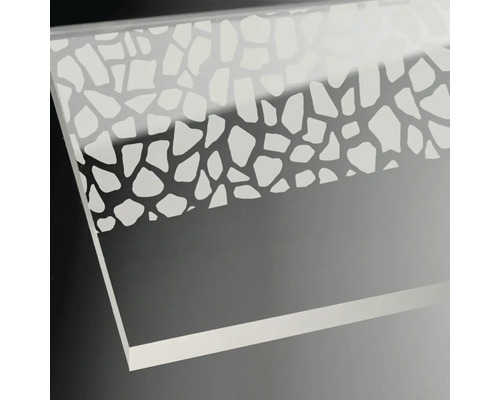 Plaque en verre acrylique avec décor en pierre