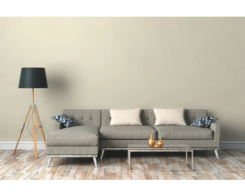 Salon avec canapé d''angle, lampadaire et table basse