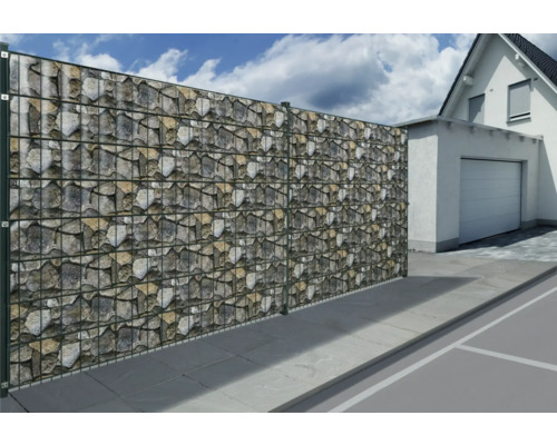 Clôture de gabions comme écran d''intimité dans le jardin