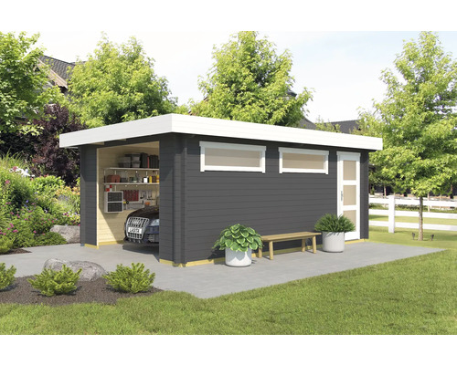 Garage simple Outdoor Life Canberra sans portail 360x540 cm gris carbone