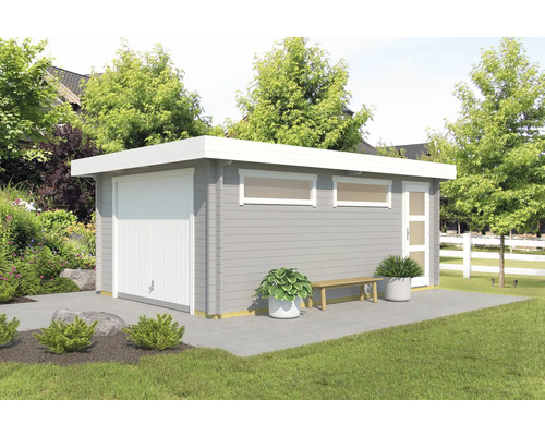 Garage simple Outdoor Life Canberra avec portail basculant 360x540 cm gris clair