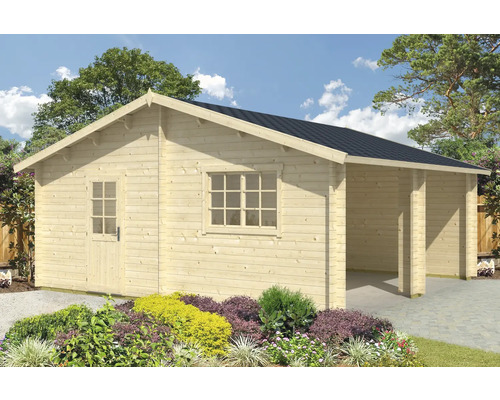 Gartenhaus aus Holz mit Überdachung und Fenster