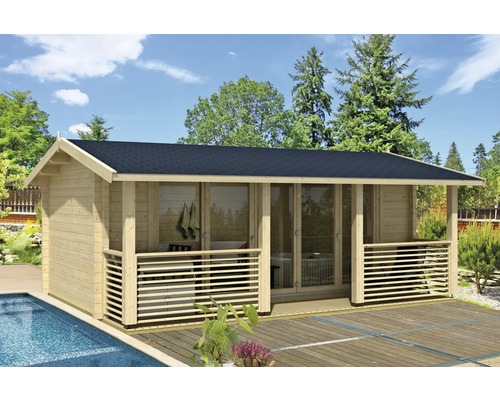 Abri de jardin Outdoor Life Lyndhurst avec plancher, terrasse 550x300 cm nature