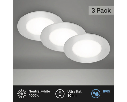 Ensemble d'éclairage à encastrer LED 3 pces IP65 3x3W 3x350 lm 4000 K blanc neutre chrome/mat Ø 86/68 mm 230V