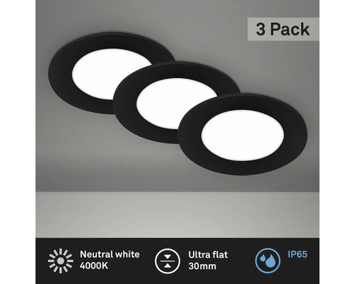 Set d'éclairages encastrés LED 3 pces IP65 3x3 W 3x350 lm 4000 K noir Ø 8,6/6,8 cm 230 V