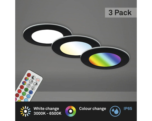 LED Spots encastrable 3 x 4,8 W 450 lm 3000-6500 K RGB noir
