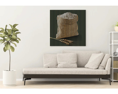 Tableau mural avec sac et épis de blé dans le salon